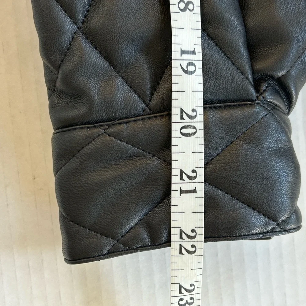 Maje Baneta Quilted Faux Leather Jacket Glossy Solid Black 38 MED/LARGE as is